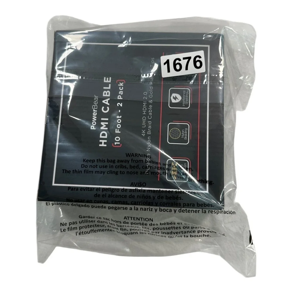 PowerBear 4K UHD HDMI 2.0 Cable 10 Foot -‎ 2 Pack Gold Plated Tips